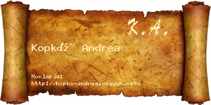 Kopkó Andrea névjegykártya